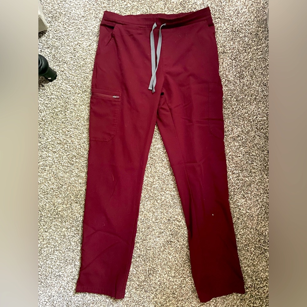 FIGS scrubs bottoms, size S, Yola skinny scrub pants, burgundy color